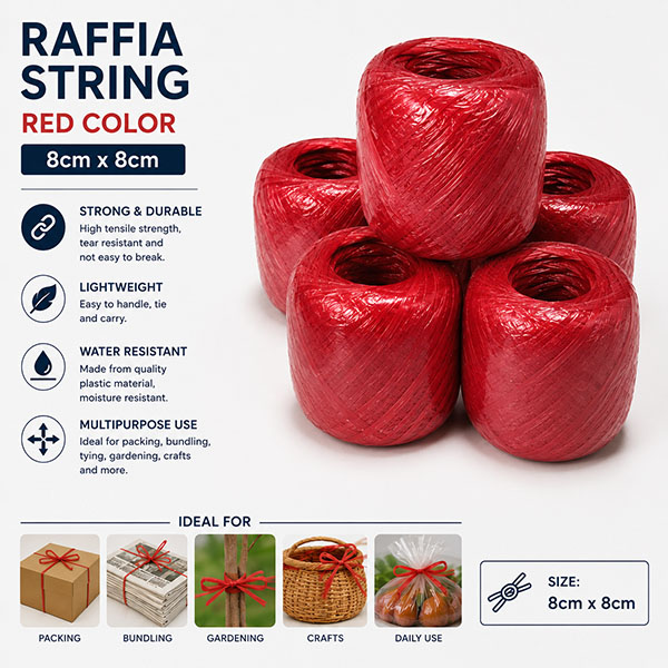 RS-01 red plastic raffia string ball